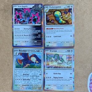 Pokemon Card Set of 4 Featuring Iron Jugulis and Dudunsparce